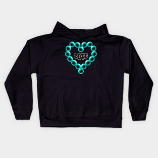 Love Heart in Turquoise Color Kids Hoodie